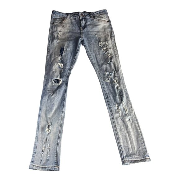 V.I.P Jeans Girls Distressed Denim Slim Fit Size 14 Ripped Five Pocket Style - Picture 1 of 16